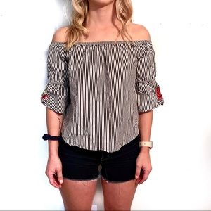 Ambiance Off The Shoulder Striped Top